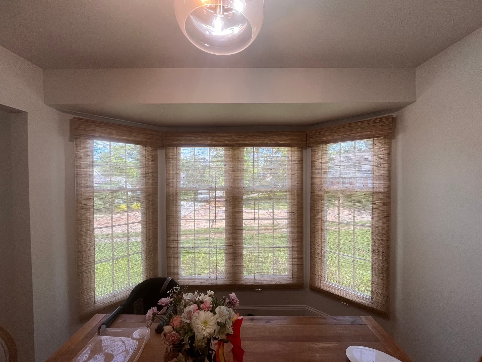 Woven Wood Shades on a Bay Window Done Right image